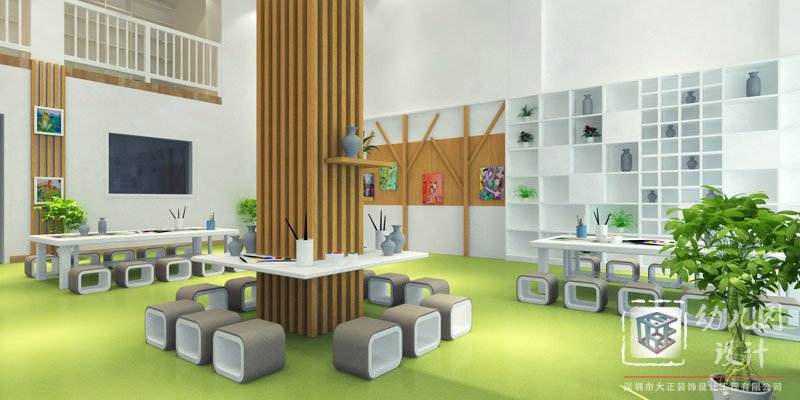 美術(shù)室、陶藝廳 幼兒園室內(nèi)效果圖